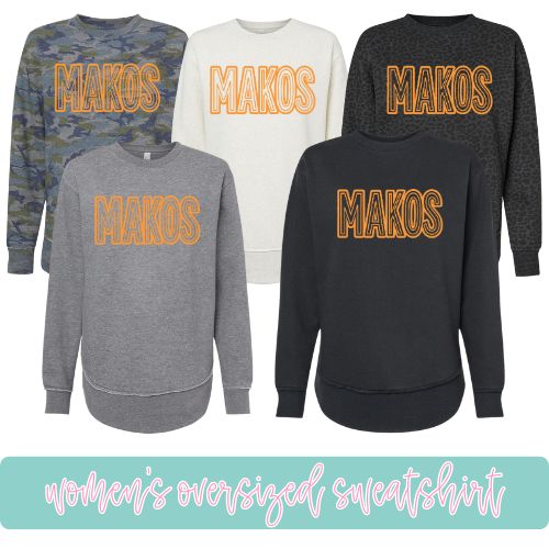 Orange Preppy Makos- Oversized Sweatshirt