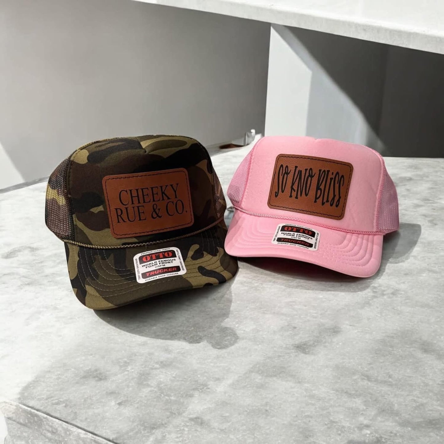 Mako Leather Patch Hats