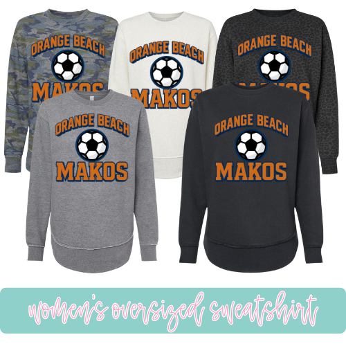 Orange Beach Makos Soccer- Oversized Sweatshirt
