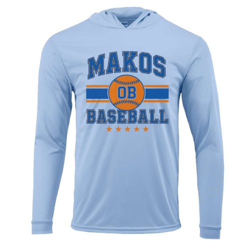 Makos Baseball- Hooded Long Sleeve- Youth & Adult- Different Color Option