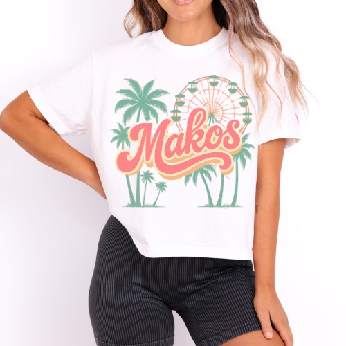 Mako Palm Tree-Boxy Tee- Multiple Colors