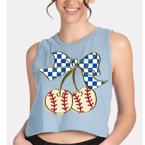 Baseball Cherries- Cropped Tank