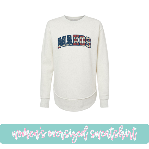 American Flag Makos- Oversized Sweatshirt