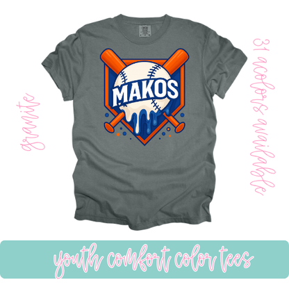 Makos Baseball Drip- Comfort Color-Youth
