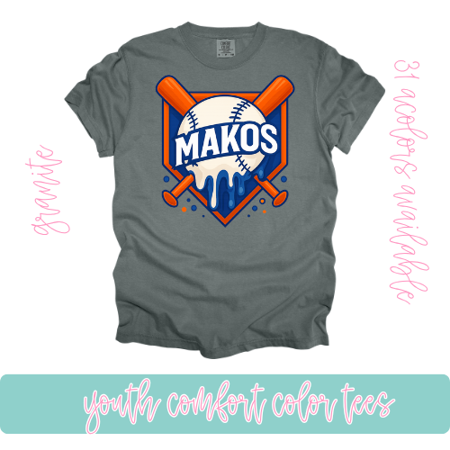 Makos Baseball Drip- Comfort Color-Youth