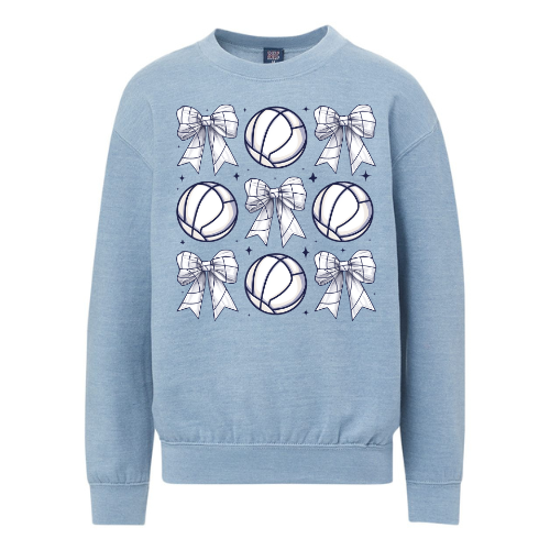 Volleyball/Bow Stacked- Youth Cloud Sweatshirt