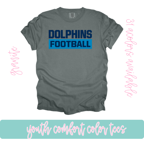 Dolphins Football Comfort Color-Youth