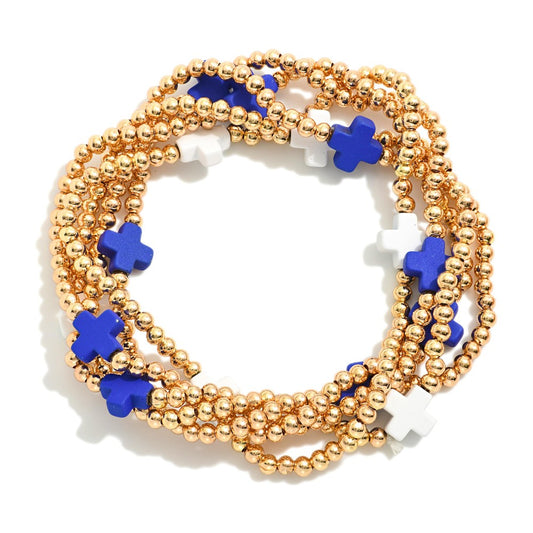Royal/White Criss Cross Bracelets