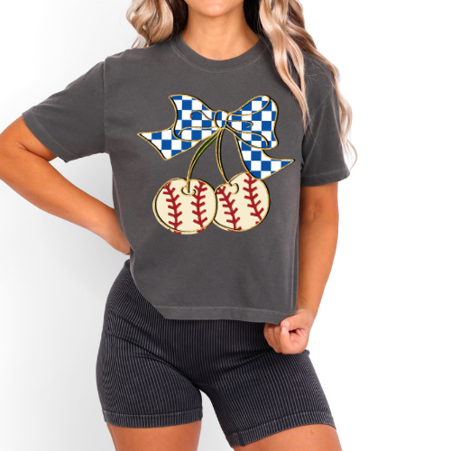 Baseball Cherries- Boxy Tee-Multiple Colors