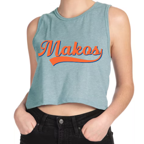 Vintage Makos Denim- Orange & Royal- Cropped Tank