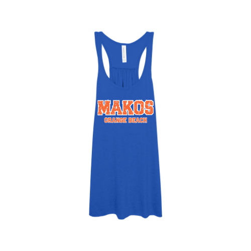 Varsity Mako- Royal/Orange- Flowy Racerback Tank
