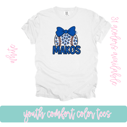 Makos Baseball Bows- Comfort Color-Youth