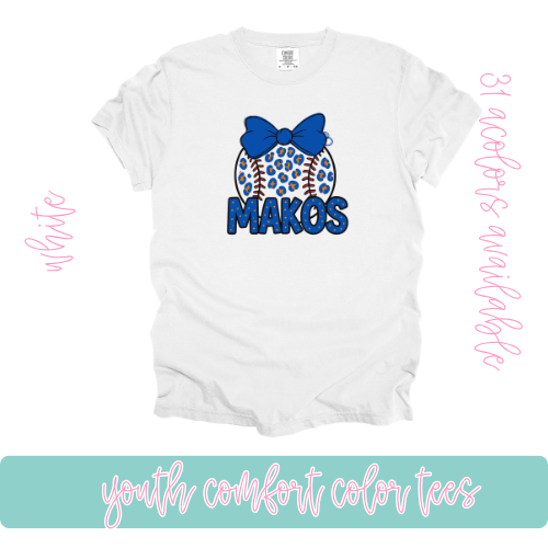 Makos Baseball Bows- Comfort Color-Youth