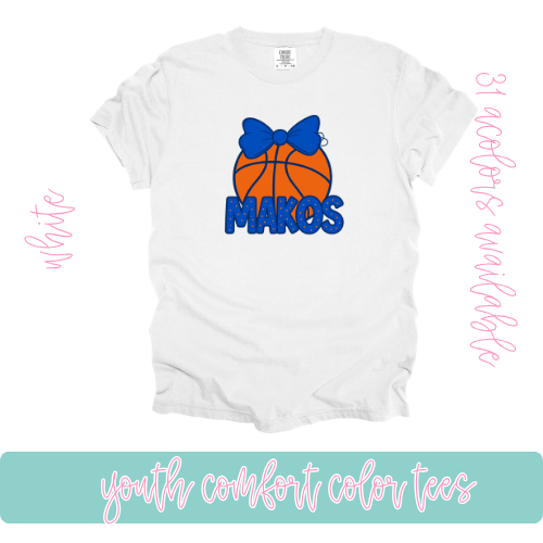 Makos Basketball Bows Comfort Color-Youth