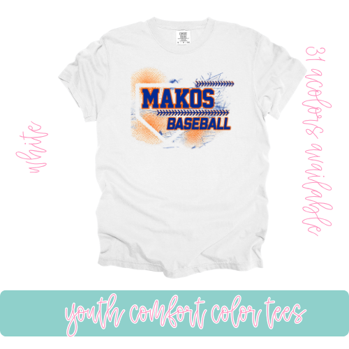 Makos Baseball Grunge- Comfort Color-Youth