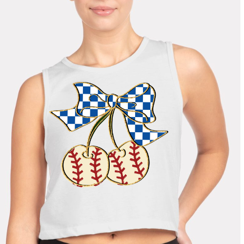 Baseball Cherries-Cropped Tank