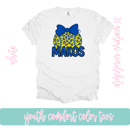 Makos Softball Bows- Comfort Color-Youth