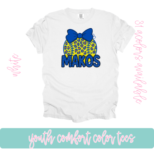 Makos Softball Bows- Comfort Color-Youth