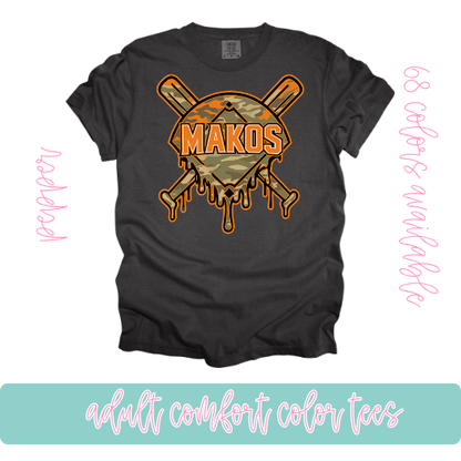 Makos Baseball Camo Drip-Comfort Color