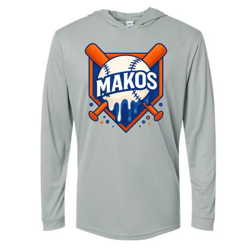 Makos Baseball Drip- Hooded Long Sleeve- Youth & Adult- Different Color Option